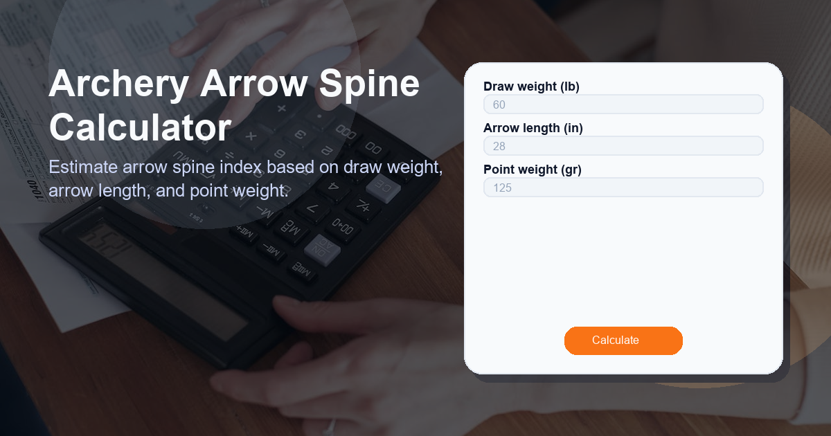 Estimate arrow spine index based on draw weight, arrow length, and point weight.