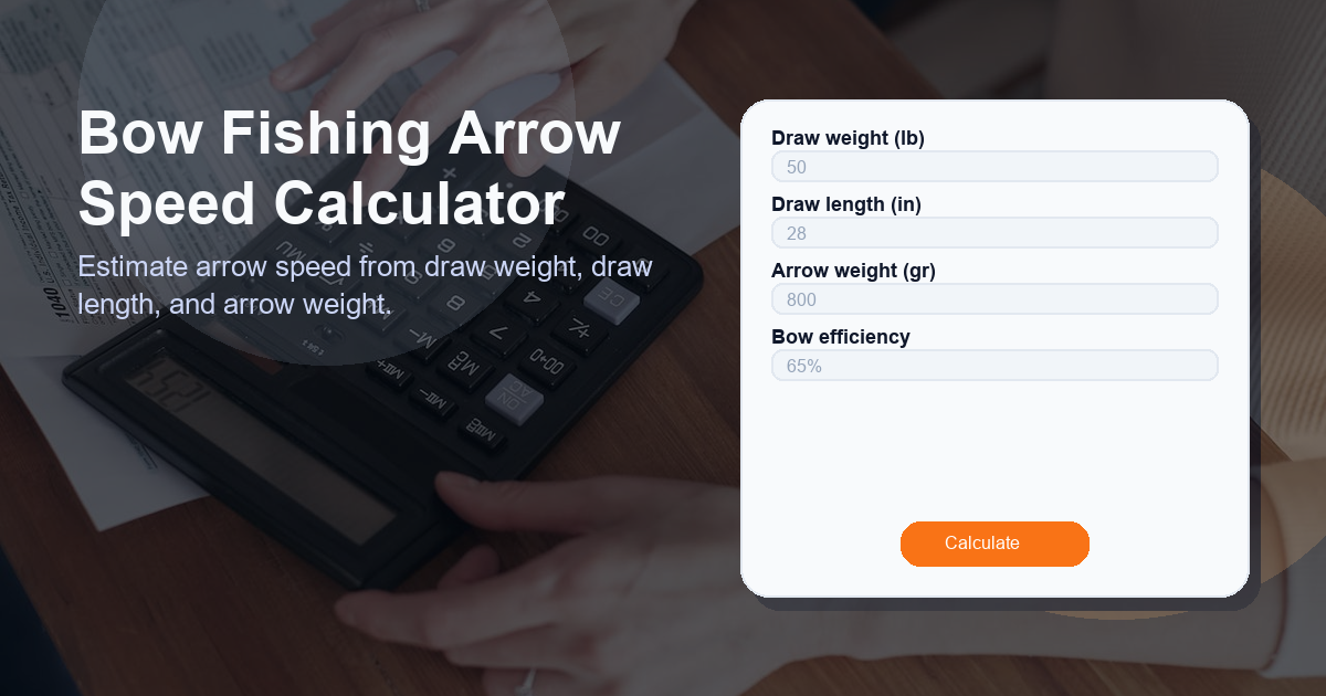 Estimate arrow speed from draw weight, draw length, and arrow weight.