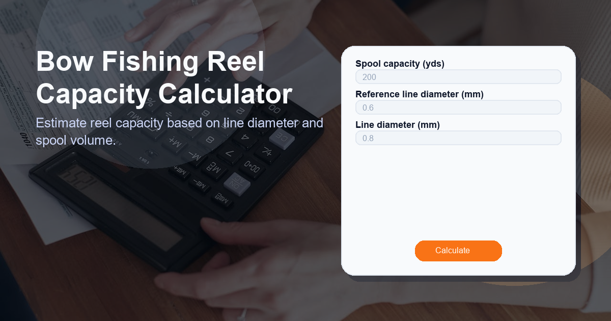 Estimate reel capacity based on line diameter and spool volume.