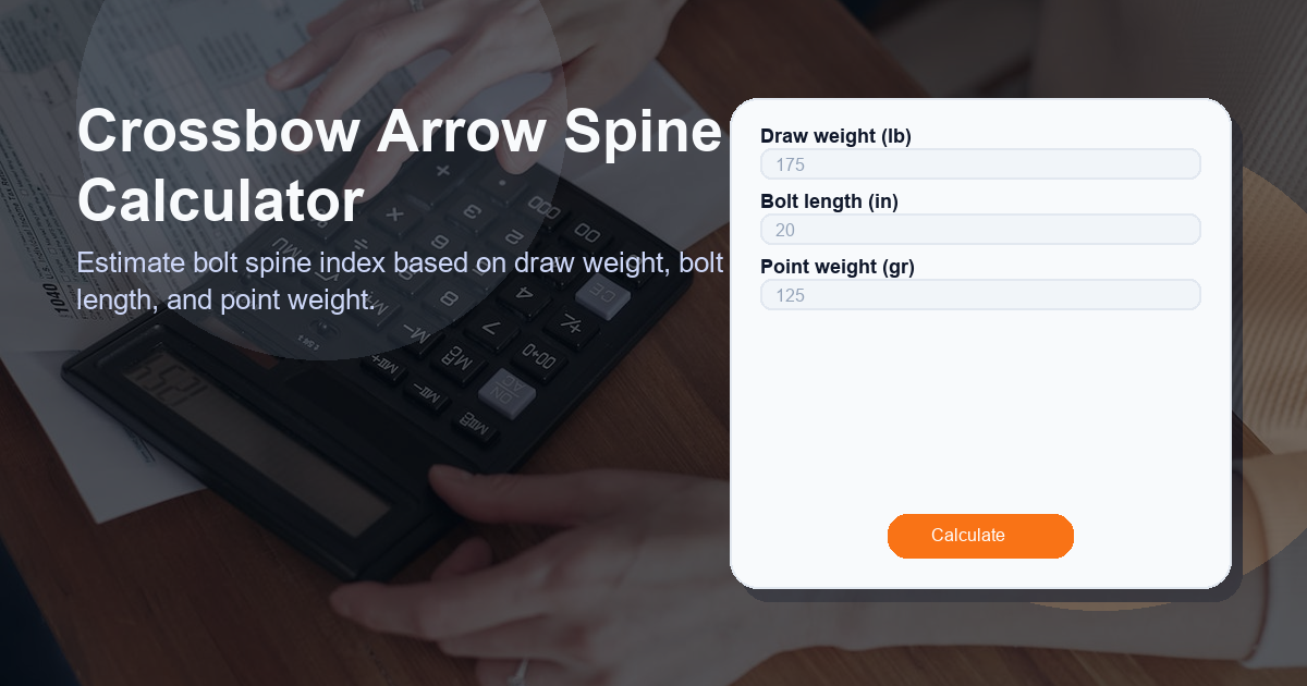 Estimate bolt spine index based on draw weight, bolt length, and point weight.