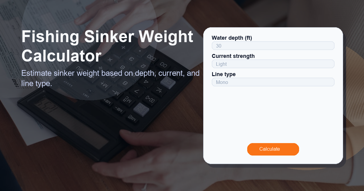 Estimate sinker weight based on depth, current, and line type.